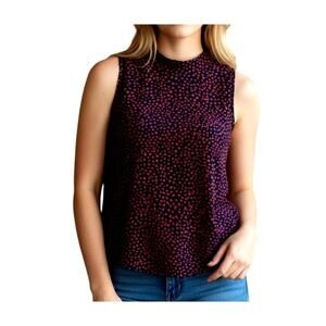 Jasmine & Julianna Women's Small Red Black Heart Print High Neck Sleeveless Tank